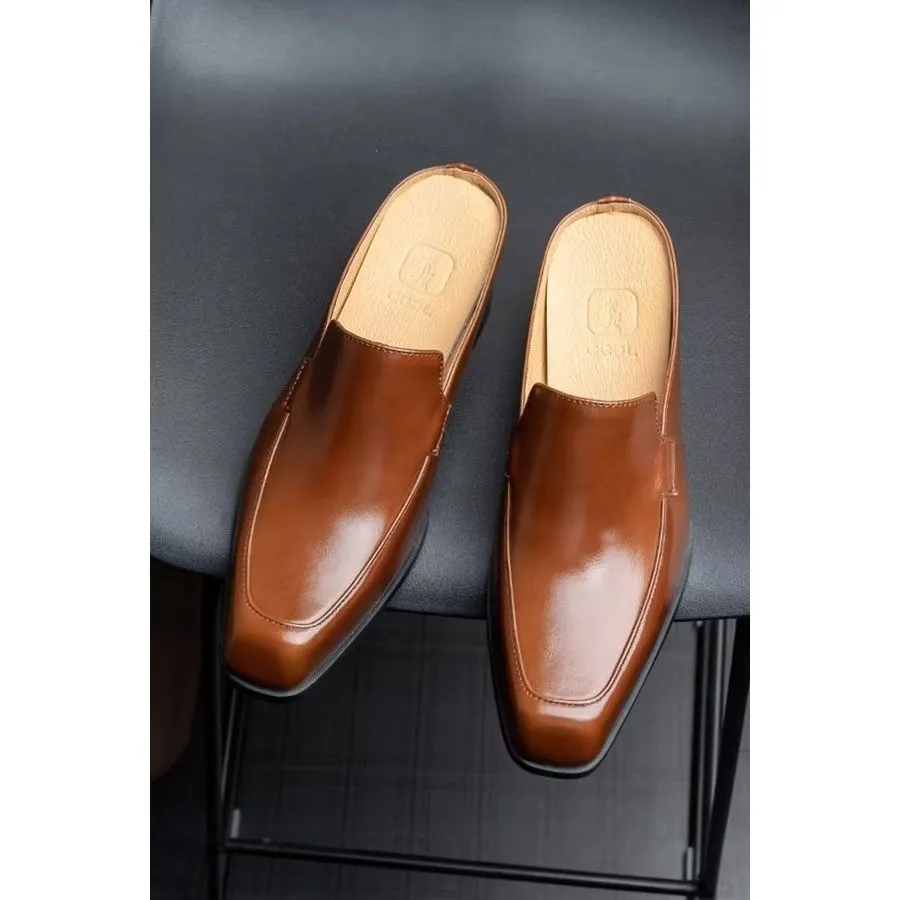 Luxury Elegant Leather Business Slippers