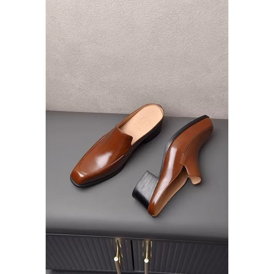 Luxury Elegant Leather Business Slippers