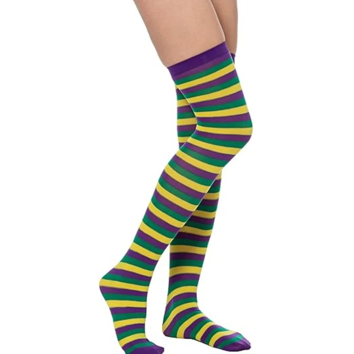 Mardi Gras Striped Knee High Stocking