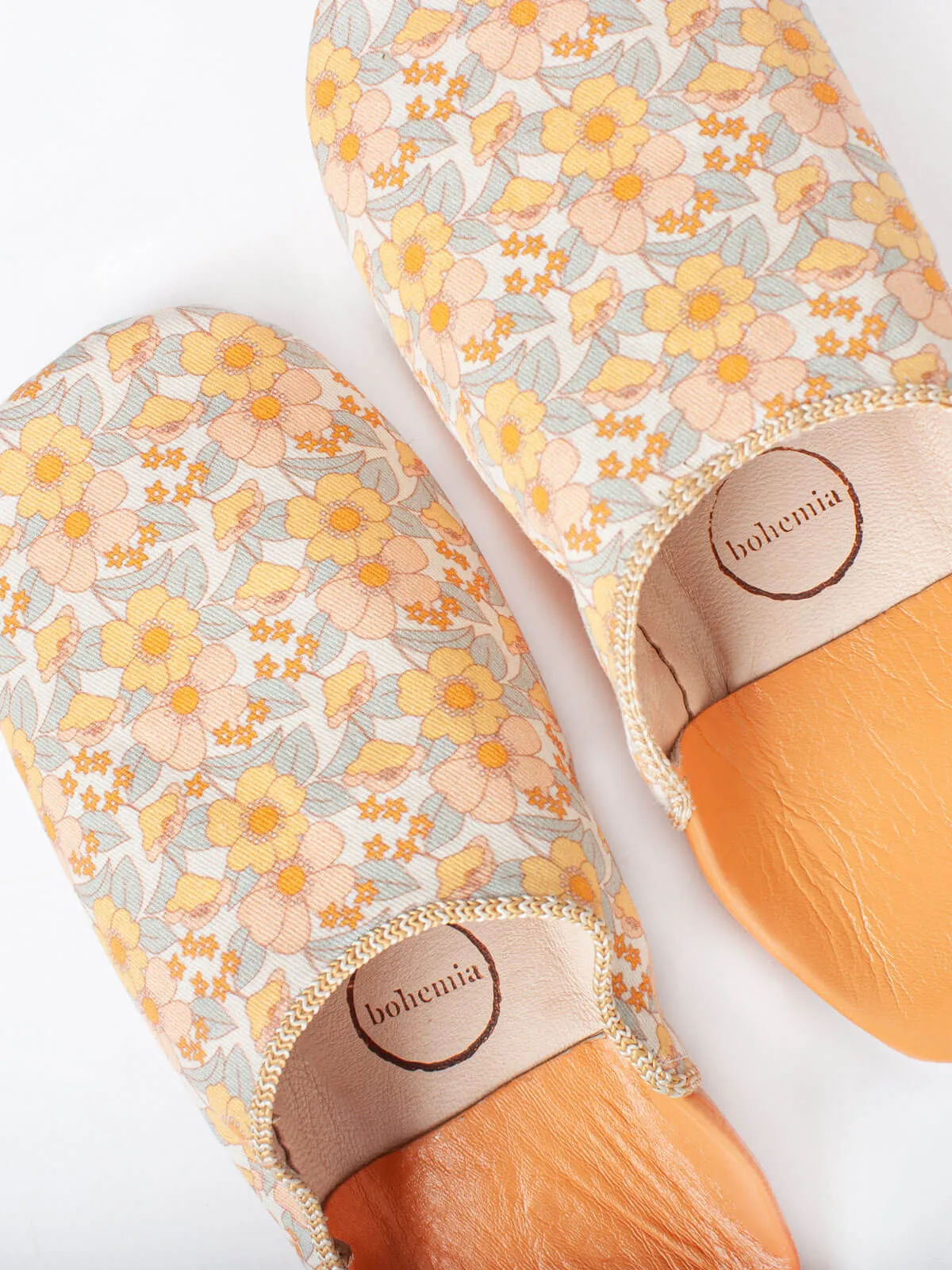 Margot Floral Babouche Slippers, Honey