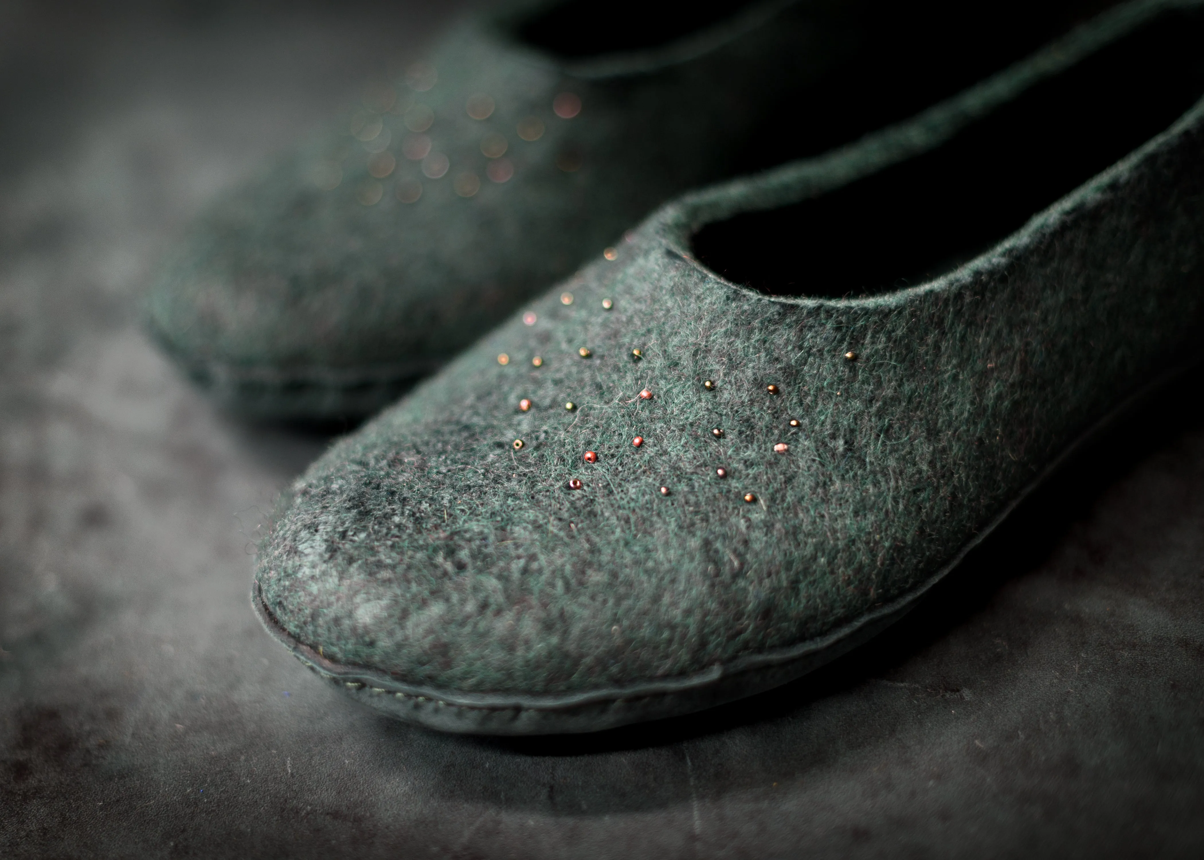 MARGOT - Forest Green - Customisable ballerinas slippers