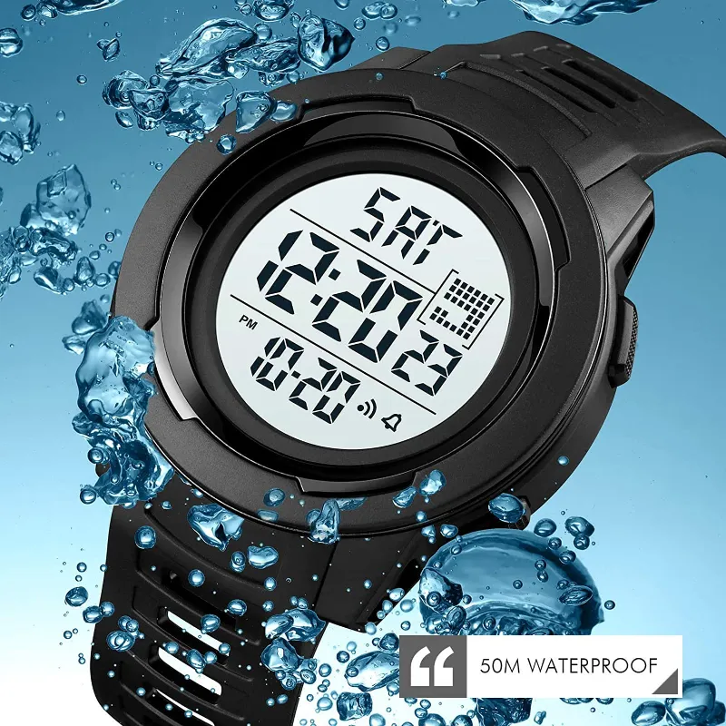 Men's Digital Sport Waterproof Watches with Alarm