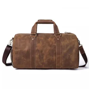 Men's Vintage Crazy Horse Leather Duffle Bag