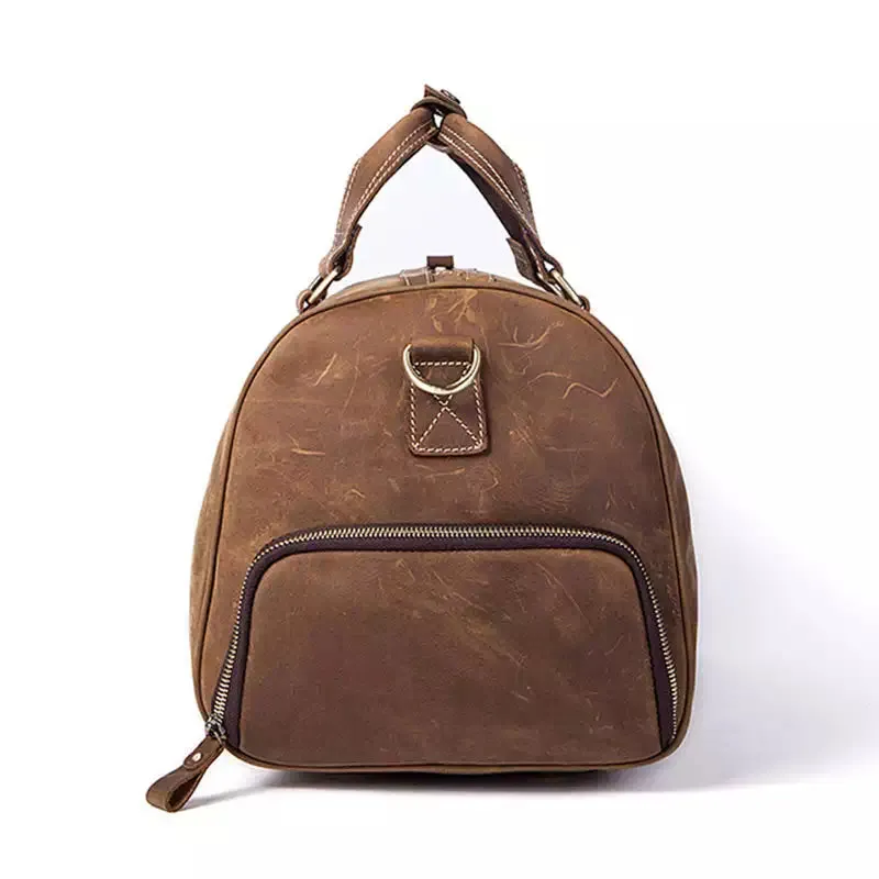 Men's Vintage Crazy Horse Leather Duffle Bag