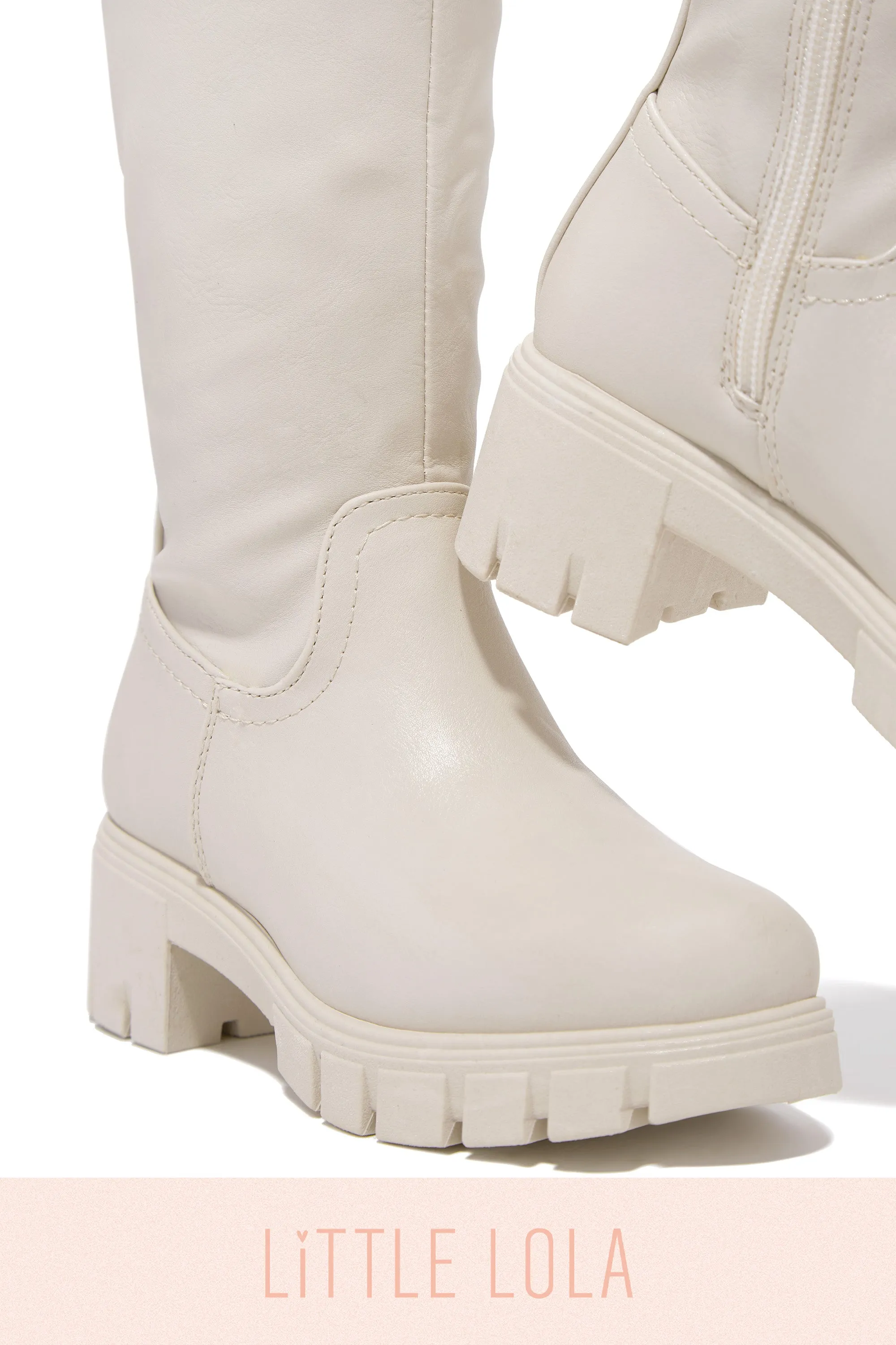 Mini Loren Kids Knee High Boots - Bone