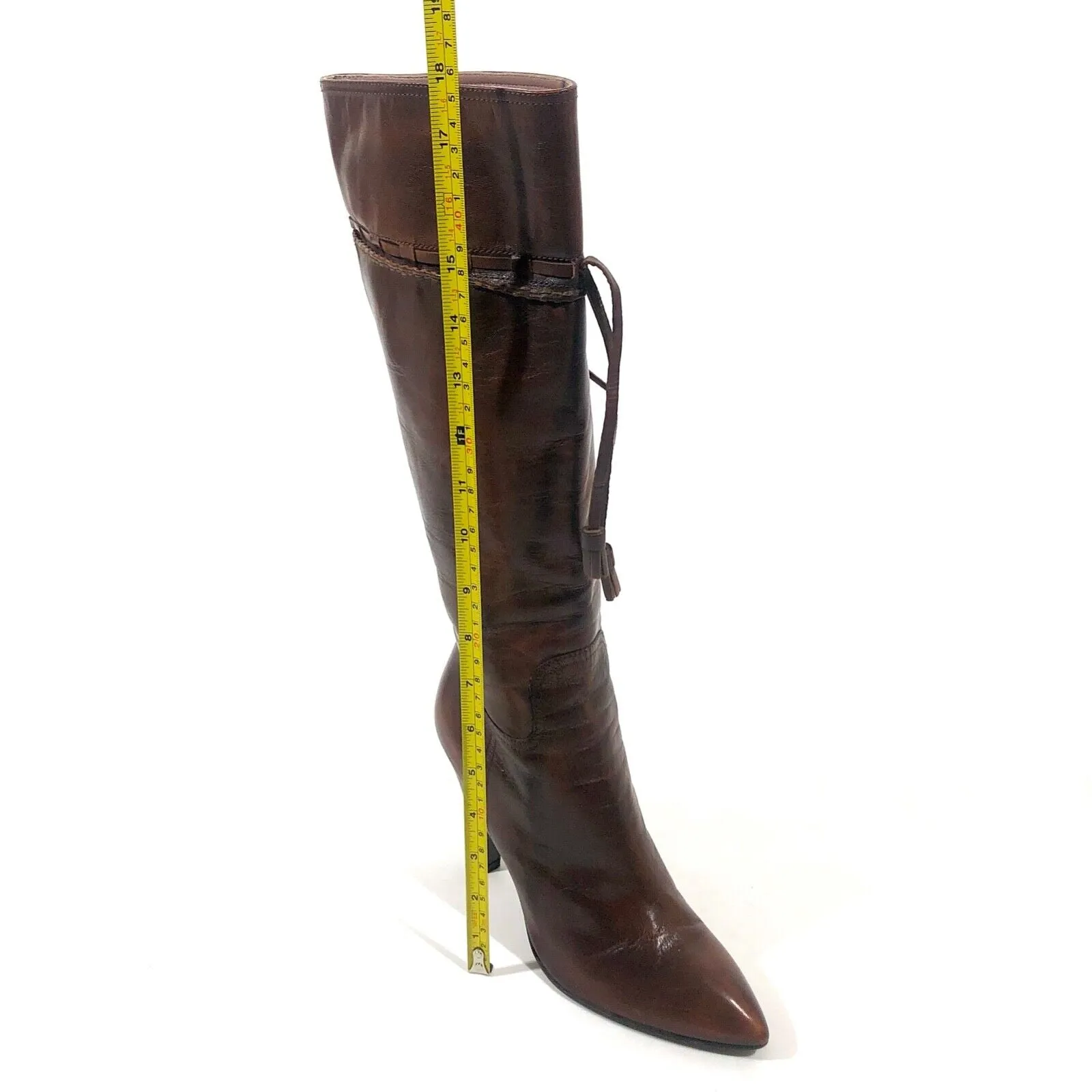 MIU MIU KNEE HIGH BROWN LEATHER BOOTS