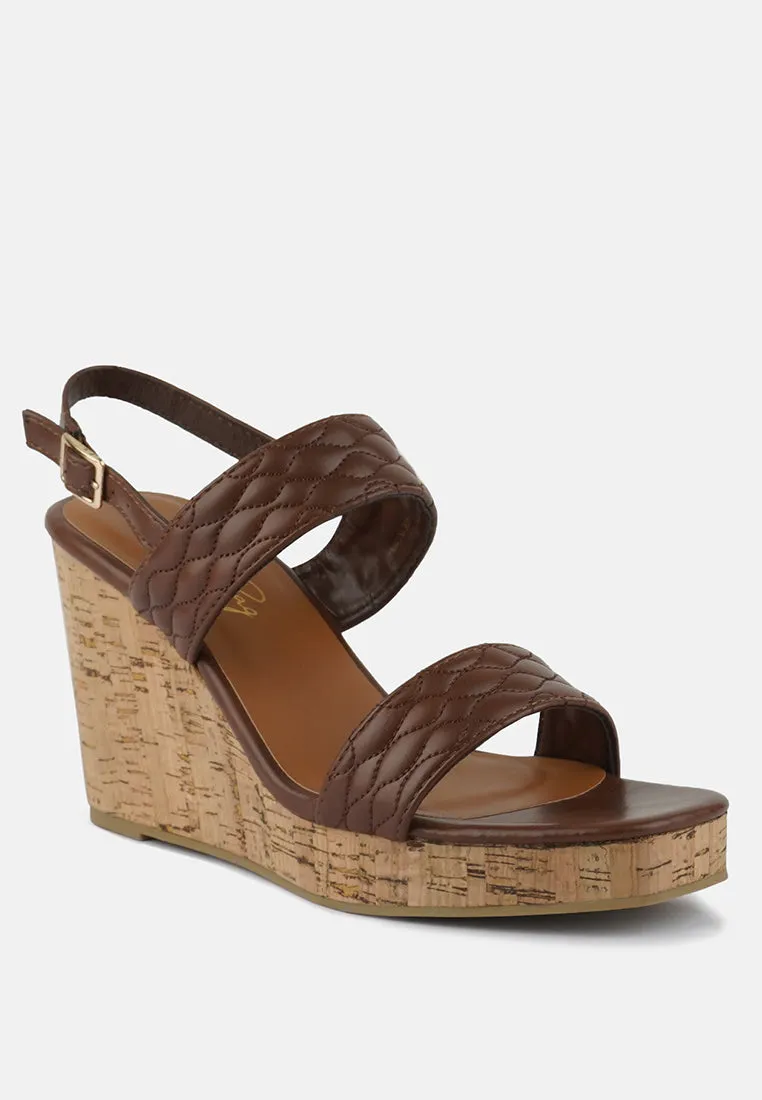 Mohana Quilted High Wedge Heel Sandals