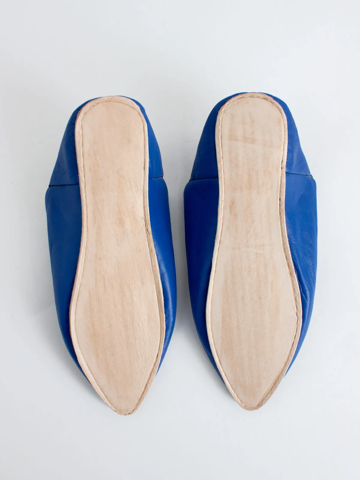 Moroccan Classic Pointed Babouche Slippers, Cobalt