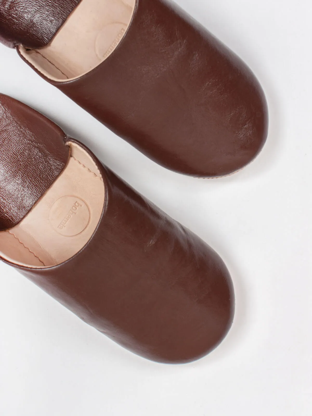 Moroccan Mens Babouche Slippers, Chocolate