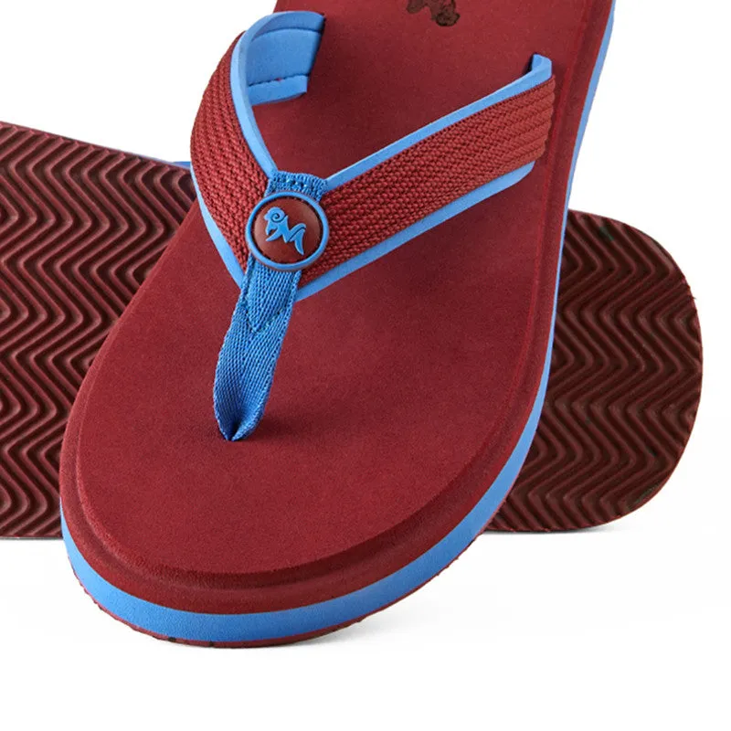 Neeman's Eco Fluffy Flip Flops | Red & Blue | Soft & Comfortable