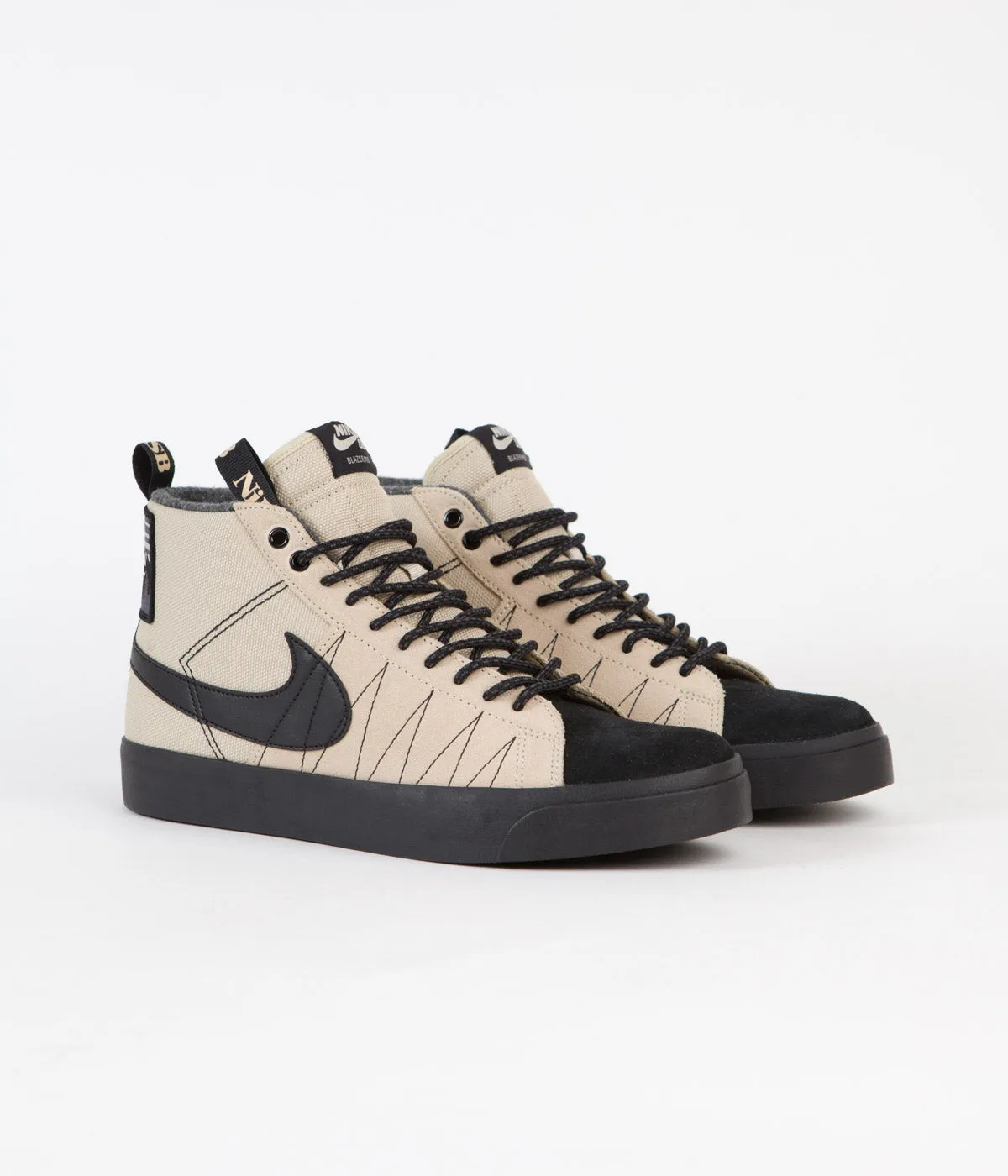 Nike SB Blazer Mid Premium Shoes - Rattan / Black - Rattan - Safety Orange