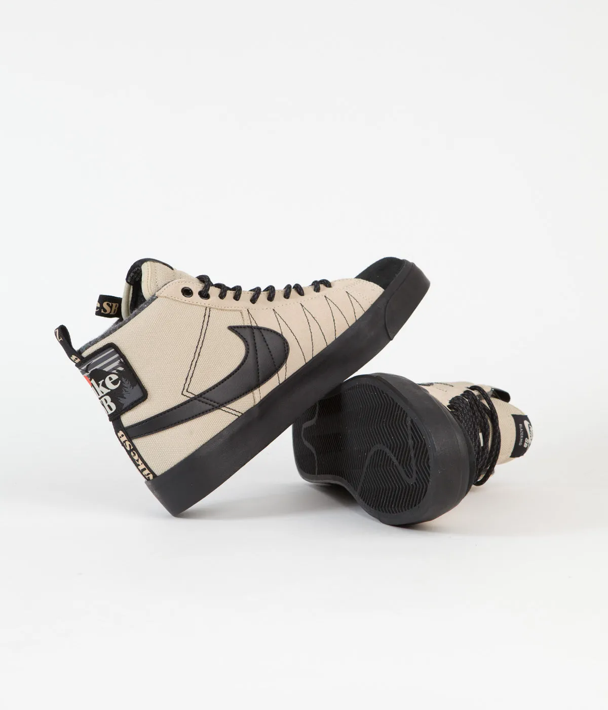 Nike SB Blazer Mid Premium Shoes - Rattan / Black - Rattan - Safety Orange