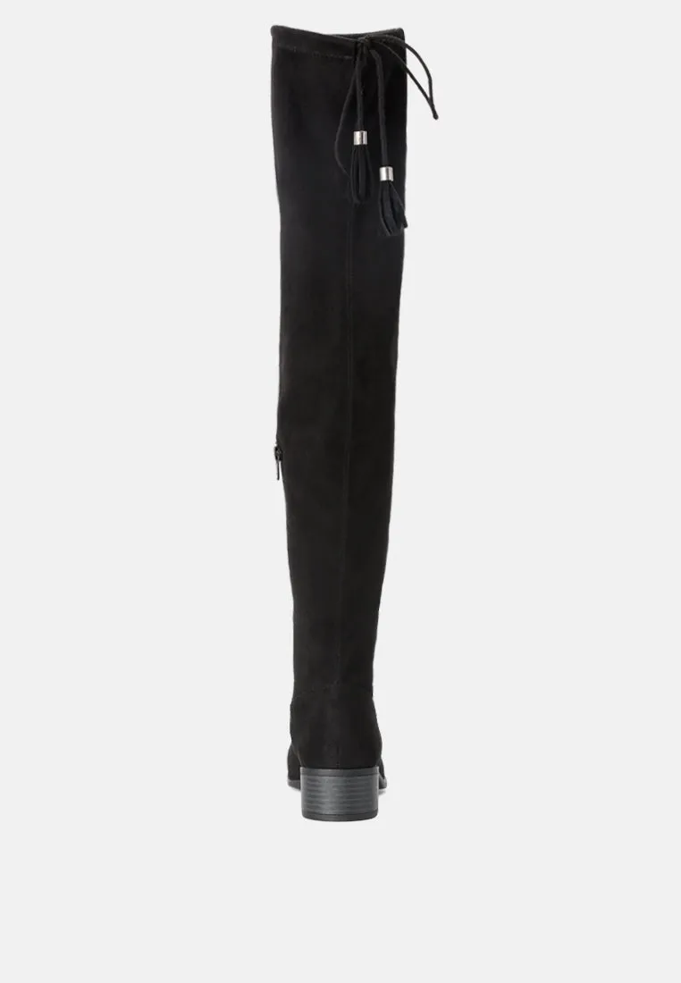 Nople Knee Boots With Drawstring