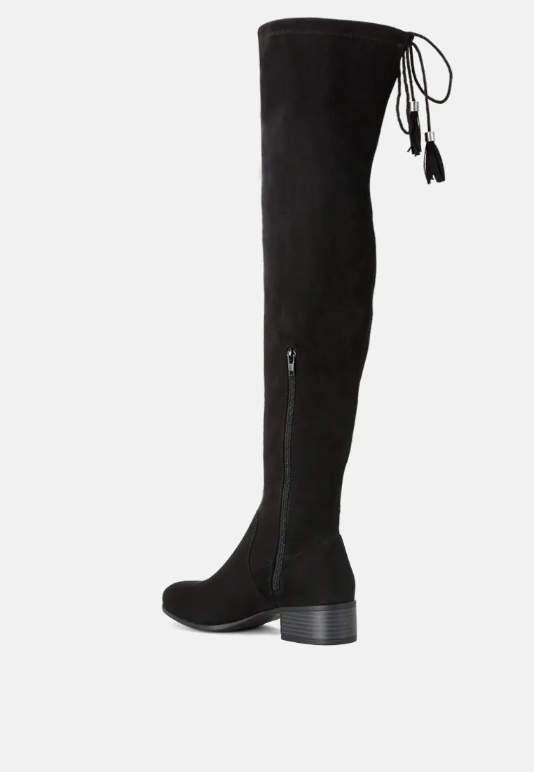 Nople Knee Boots With Drawstring