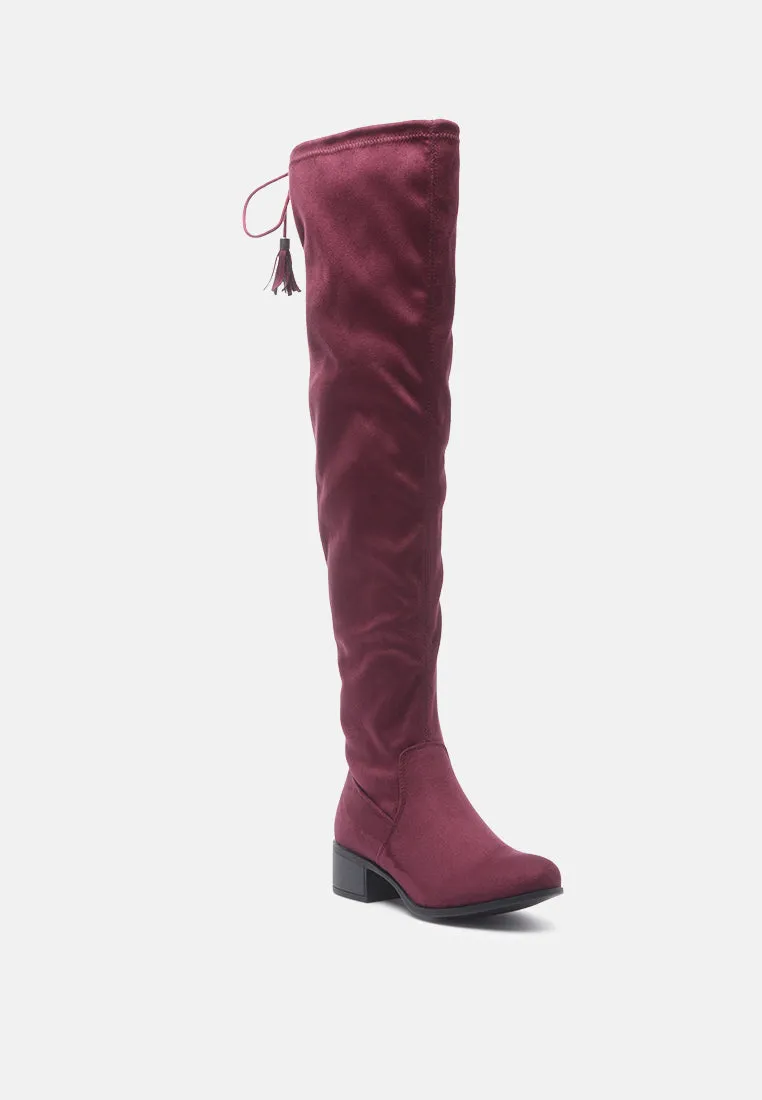 Nople Knee Boots With Drawstring