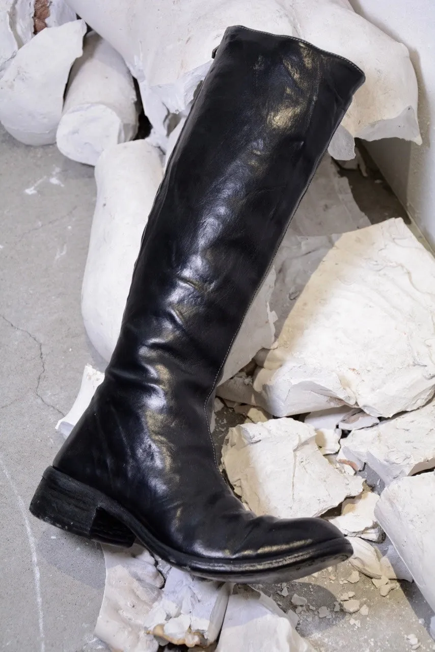 OBJECT DYED LINED DIAGONAL ZIP KNEE HIGH BOOTS