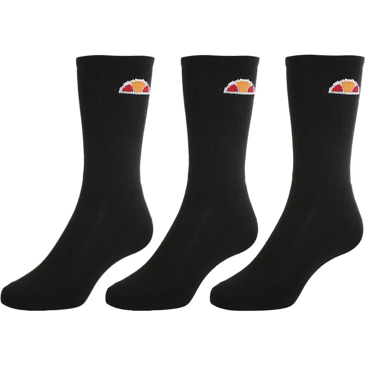 Pack of 3 Ellesse Mens Socks Black Mens Sports Socks Gym Running Crew Socks