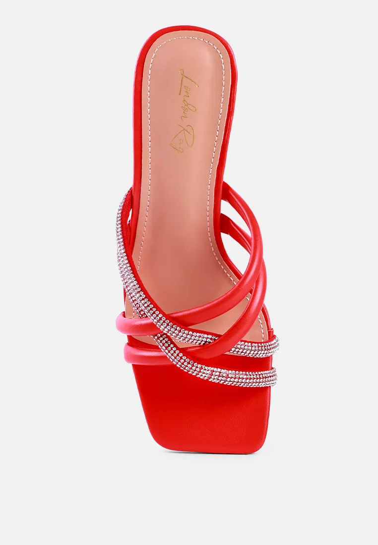 Parisian Cut Rhinestone Embellished Strap Sandals