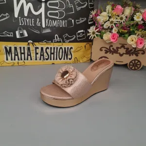 Peach Wedge Slippers