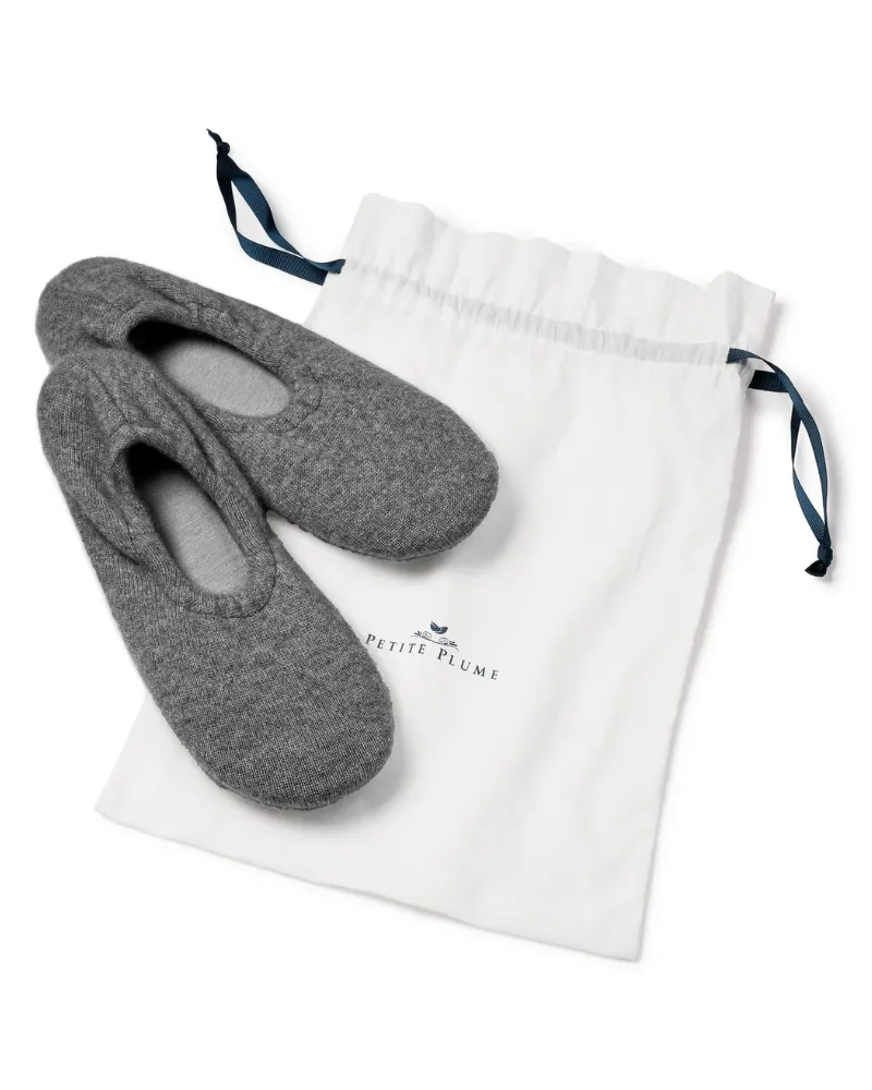 Petite Plume Dark Grey Cashmere Sock Slippers