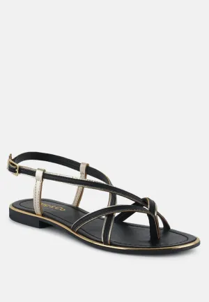 PHEOBE Strappy Black Flat Sandals