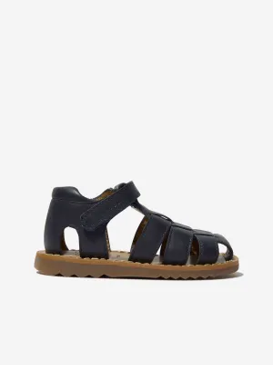 Pom D'Api Kids Leather Waff Papy Sandals in Navy