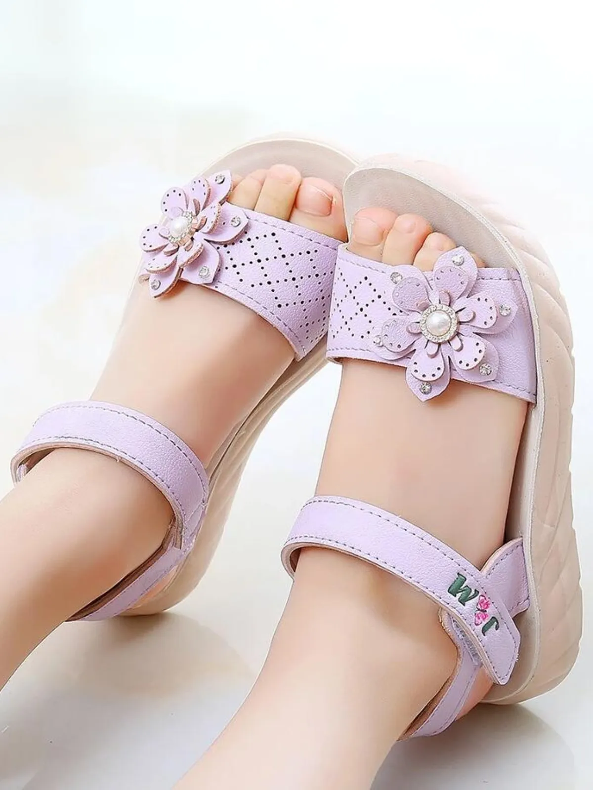 Pretty Girls' Flower Embellished Sandals By Liv and Mia