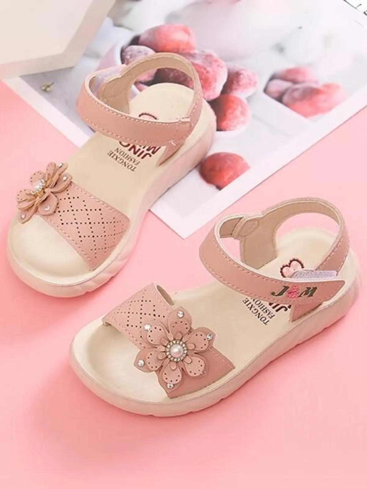 Pretty Girls' Flower Embellished Sandals By Liv and Mia