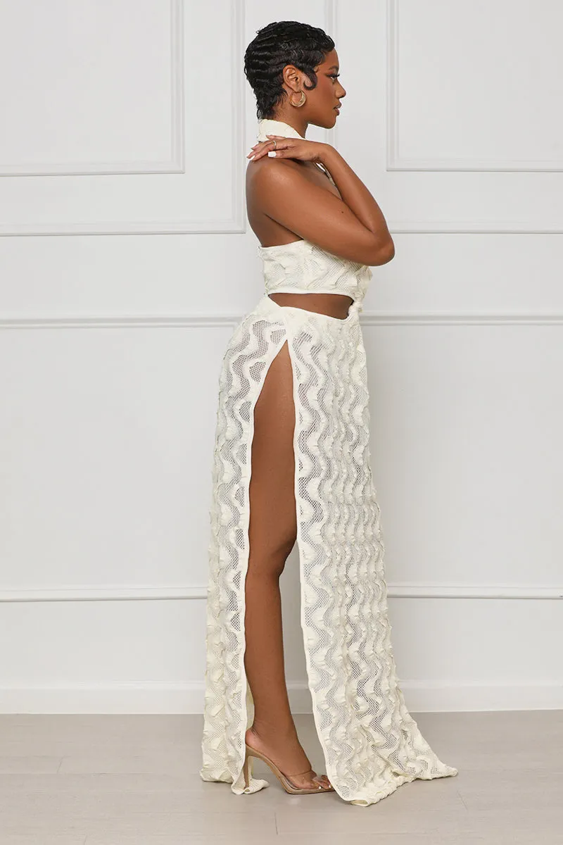 Pretty Lavish Sheer Halter Dress (Ivory)- FINAL SALE