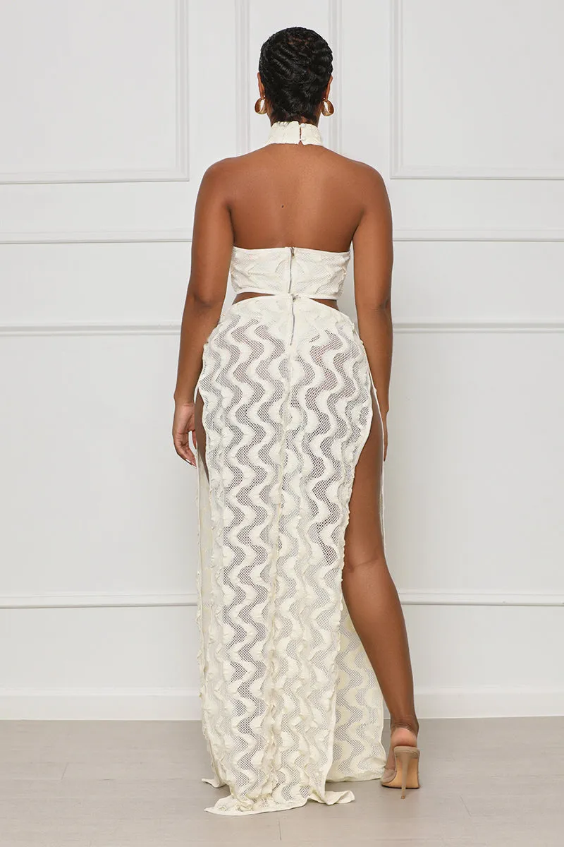 Pretty Lavish Sheer Halter Dress (Ivory)- FINAL SALE