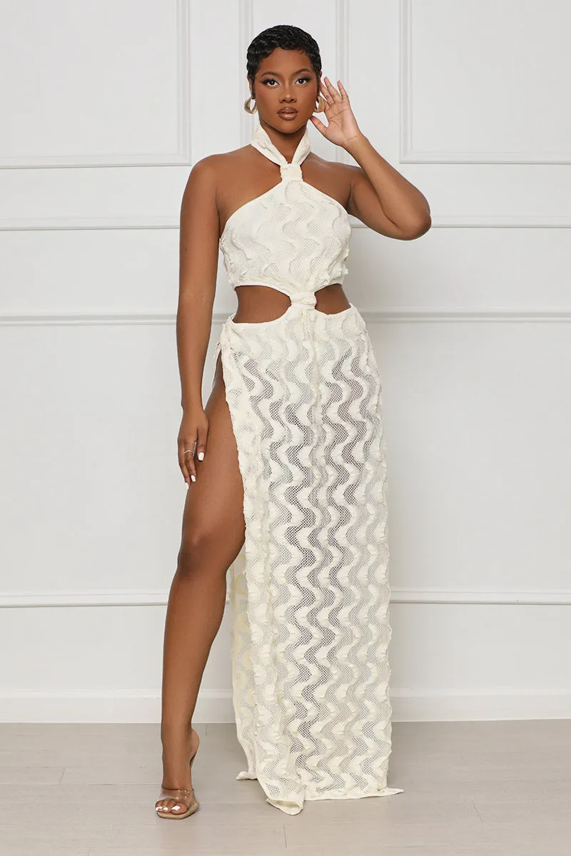 Pretty Lavish Sheer Halter Dress (Ivory)- FINAL SALE