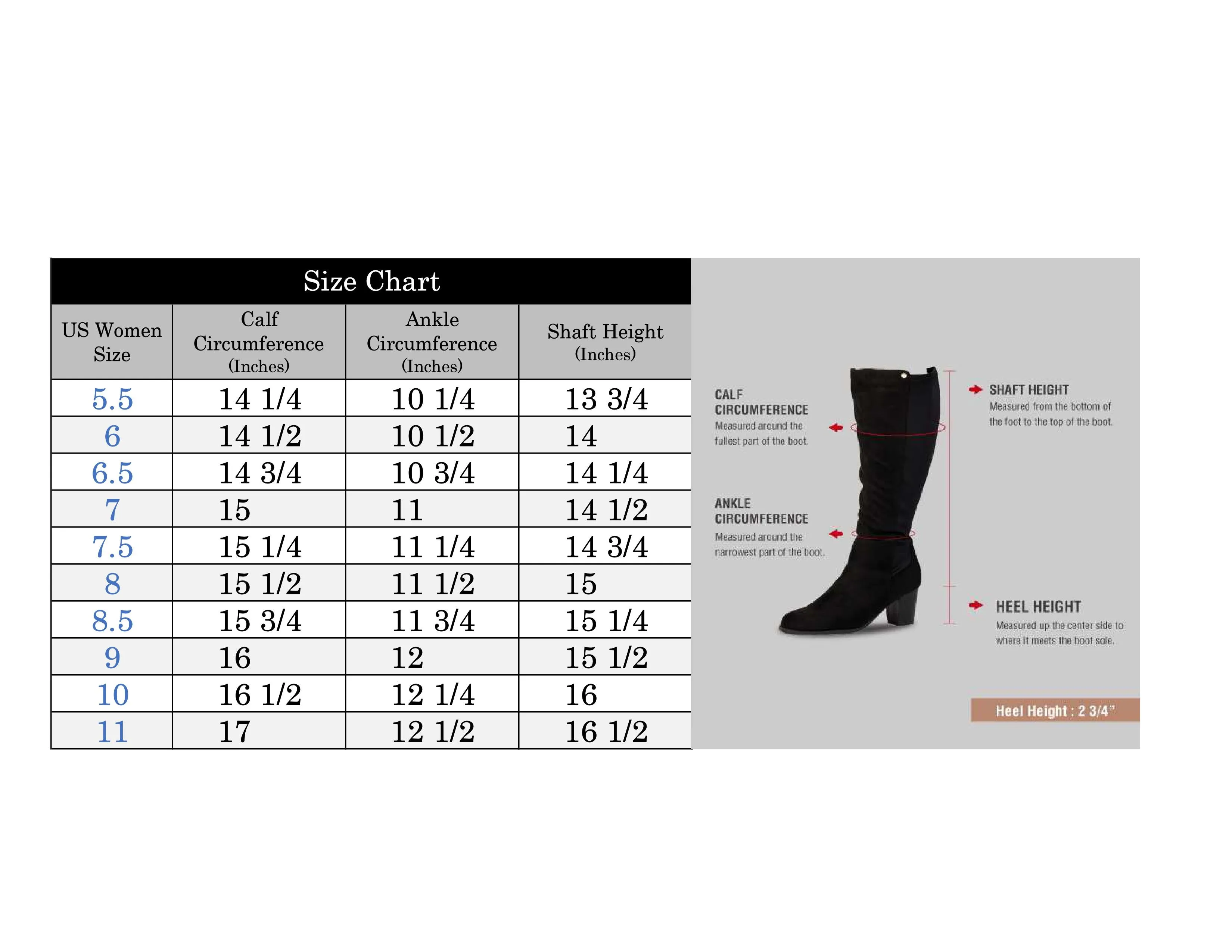 "Regular Calf" Stacked Heel Dress Knee High Boots BLACK