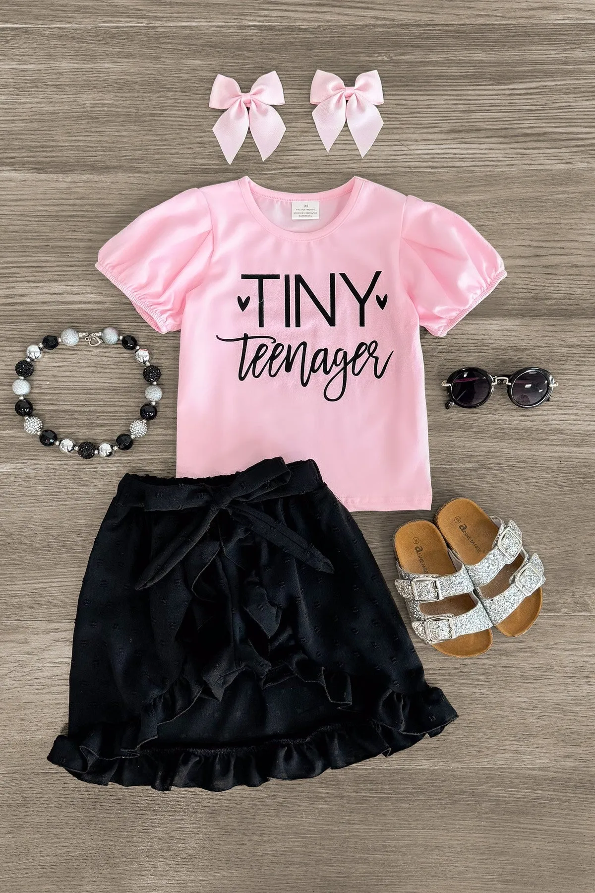 "Tiny Teenager" Black Hi-Low Skort Set