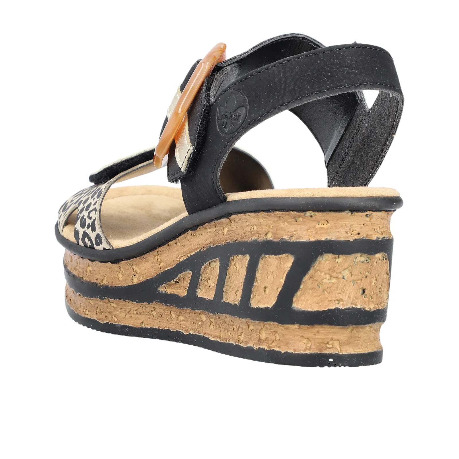 Rieker Rose 68176-00 Wedge Sandal (Women) - Ginger/Schwarz/Light Gold