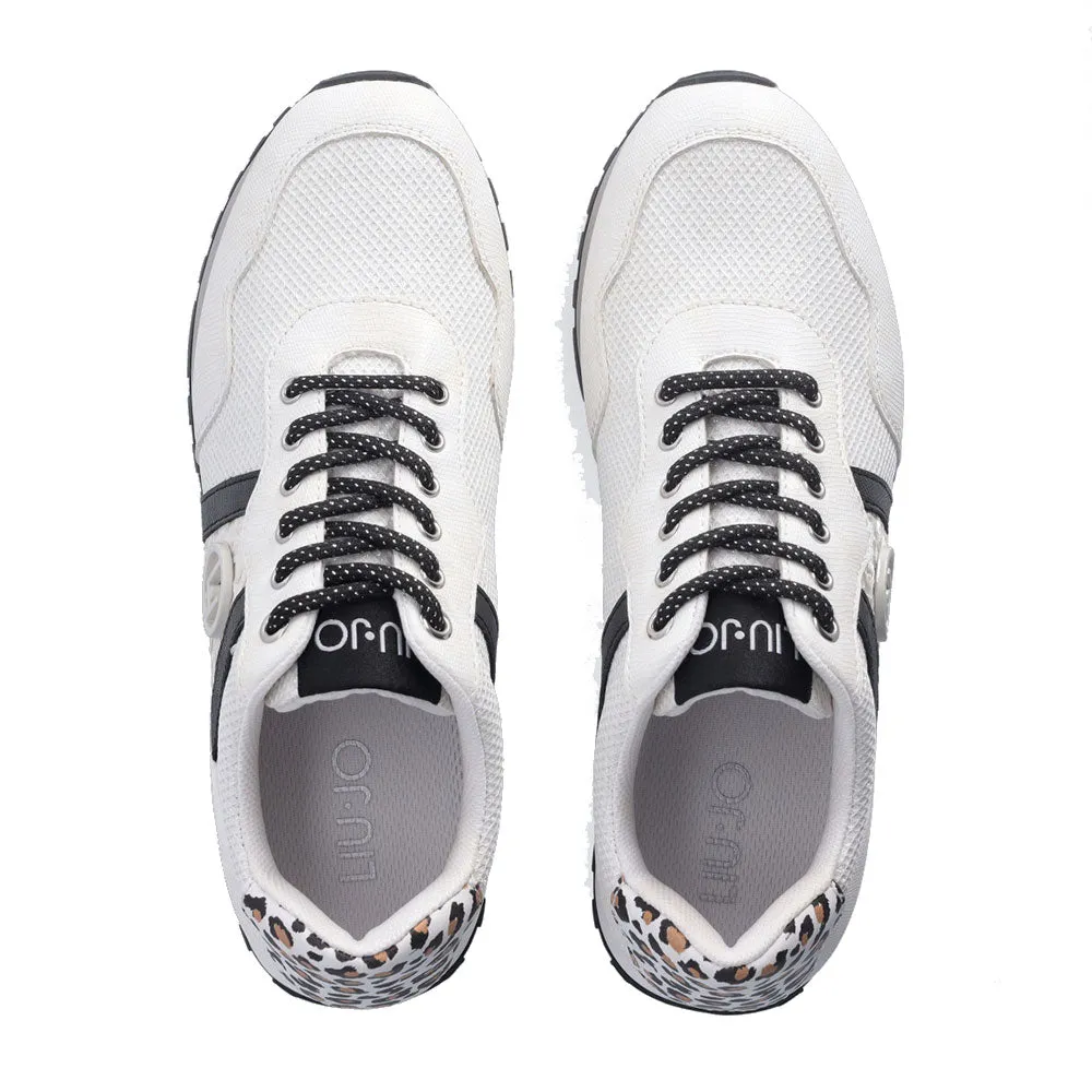 Scarpe LIU JO Wonder 629 Sneakers in Glitter Mesh con Inserti in Nylon colore Bianco