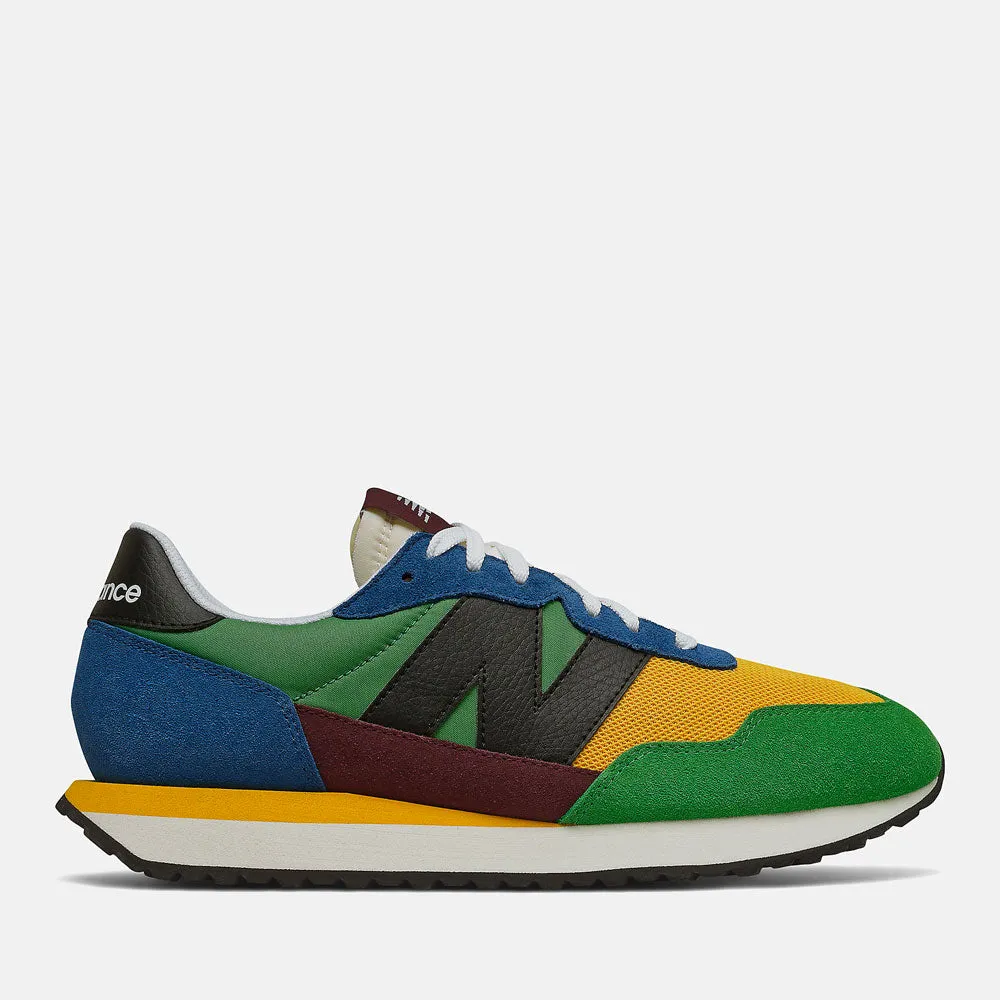 Scarpe Uomo NEW BALANCE Sneakers 237 in Suede e Mesh colore Blue e Team Gold