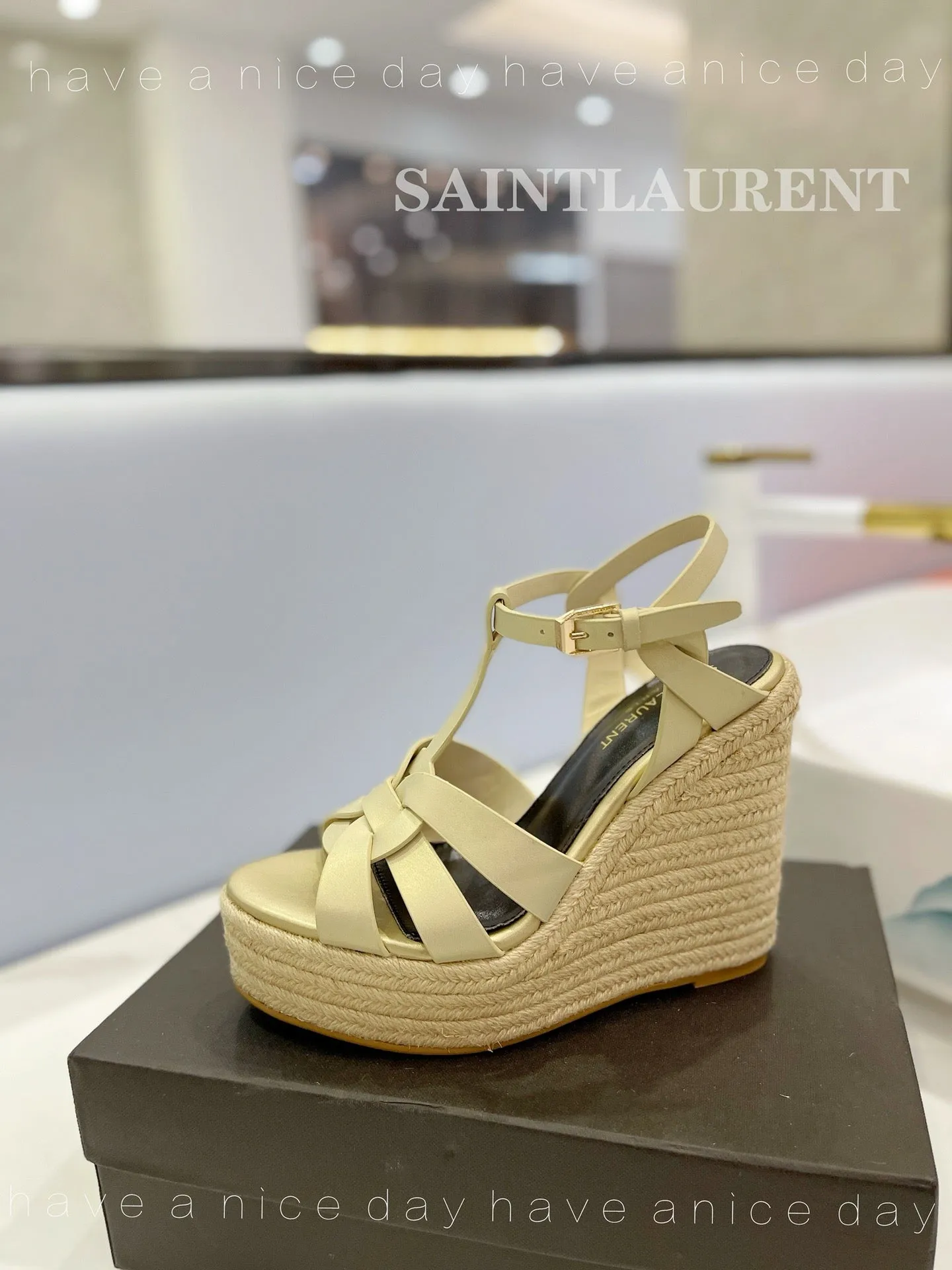 SE1325 YSK Tribute Espadrilles Wedge in Smooth Leather / Size5-10