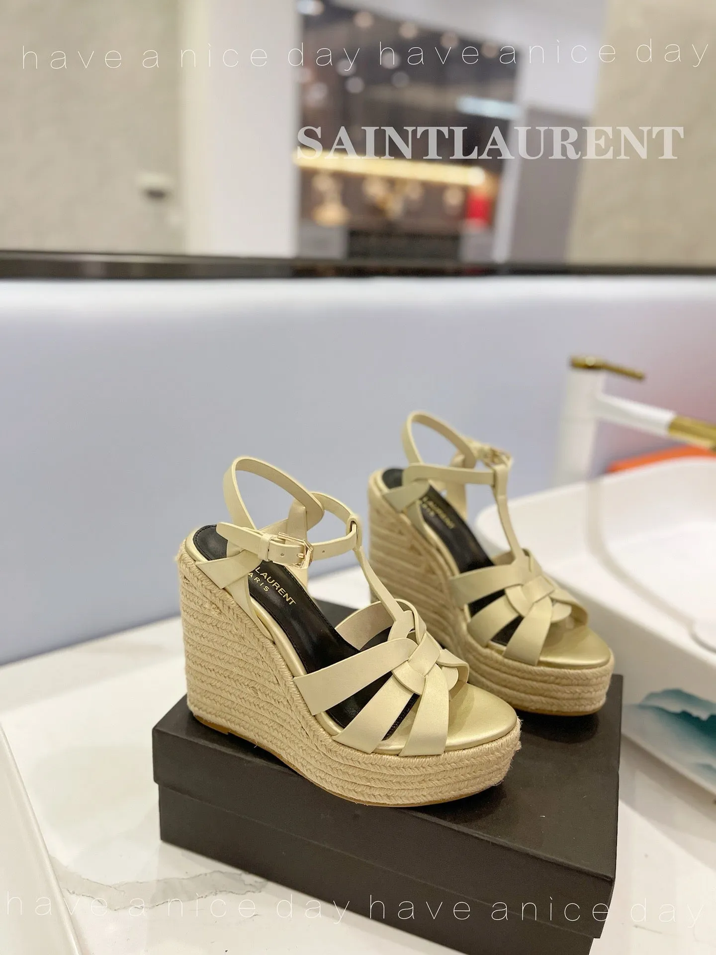 SE1325 YSK Tribute Espadrilles Wedge in Smooth Leather / Size5-10