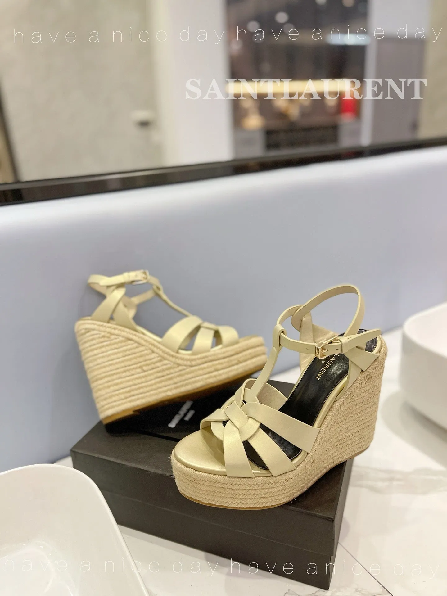 SE1325 YSK Tribute Espadrilles Wedge in Smooth Leather / Size5-10