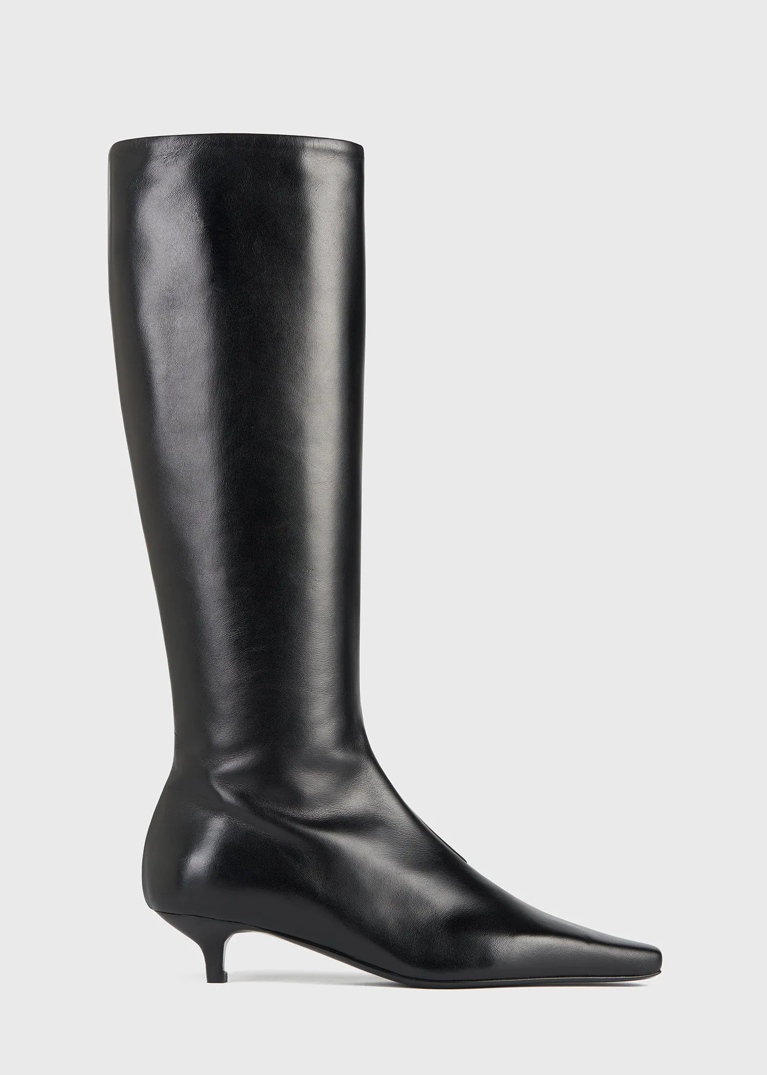 Slim leather-suede knee-high boots black