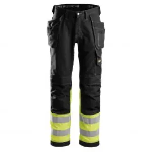 Snickers&#x20;3235&#x20;Work&#x20;Trousers&#x2B;&#x20;Holster&#x20;Pockets&#x20;High-Vis&#x20;Class&#xA0;1&#x20;-&#x20;Black&#x2F;Yellow