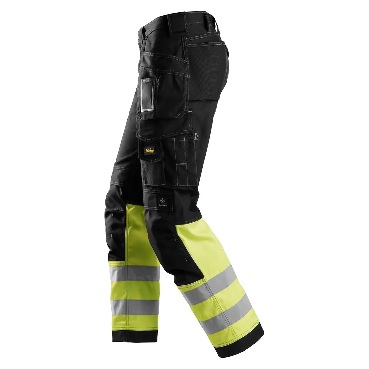 Snickers&#x20;3235&#x20;Work&#x20;Trousers&#x2B;&#x20;Holster&#x20;Pockets&#x20;High-Vis&#x20;Class&#xA0;1&#x20;-&#x20;Black&#x2F;Yellow