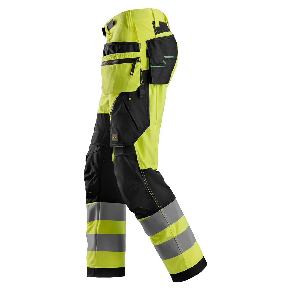 Snickers&#x20;6932&#x20;FlexiWork,&#x20;High-Vis&#x20;Work&#x20;Trousers&#x2B;&#x20;Holster&#x20;Pockets,&#x20;Class&#x20;2&#x20;-&#x20;Yellow&#x2F;Black