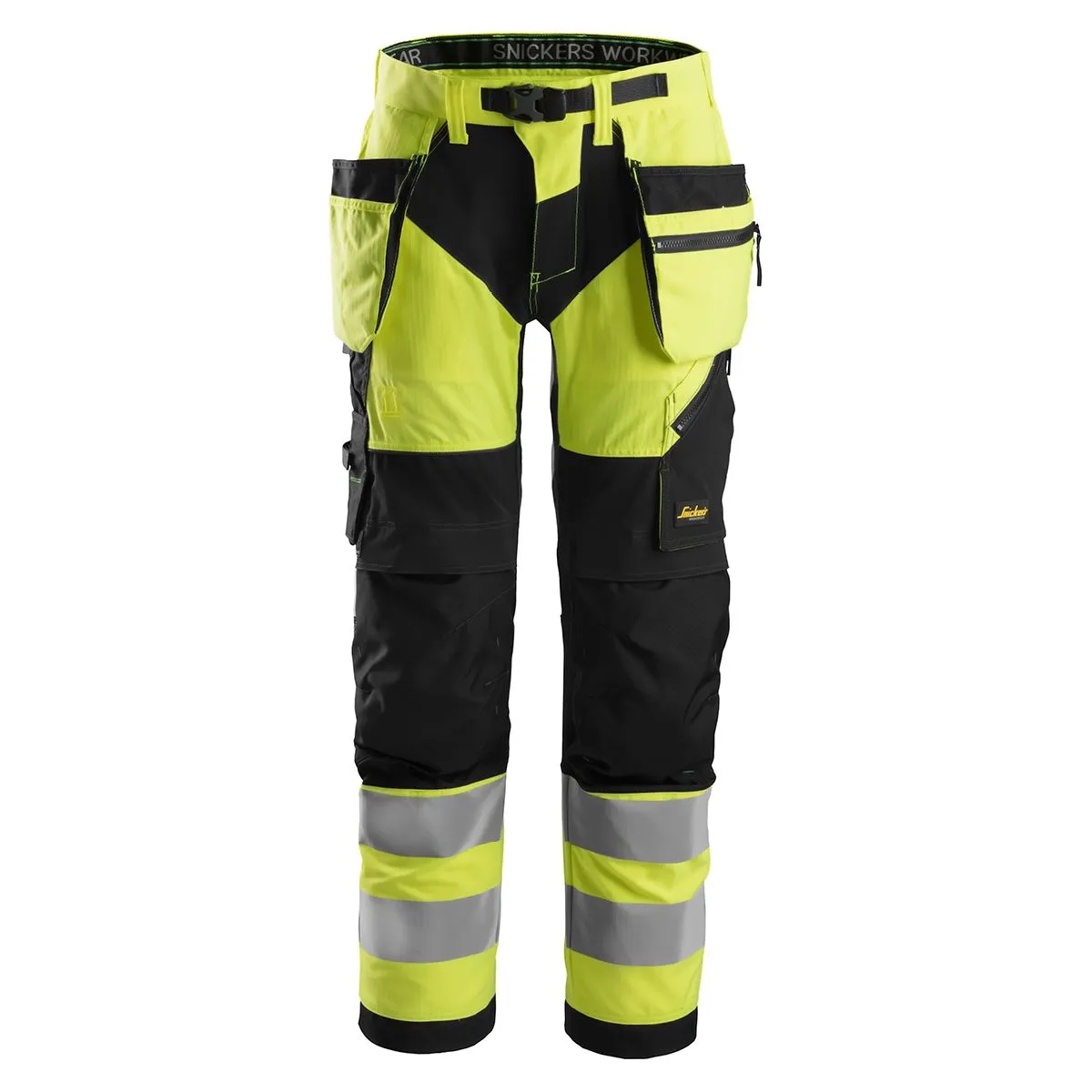 Snickers&#x20;6932&#x20;FlexiWork,&#x20;High-Vis&#x20;Work&#x20;Trousers&#x2B;&#x20;Holster&#x20;Pockets,&#x20;Class&#x20;2&#x20;-&#x20;Yellow&#x2F;Black