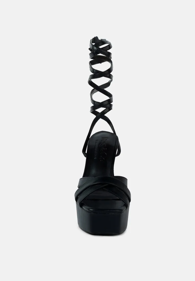 SPLITSOUL Black Lace Up High Platform Sandal