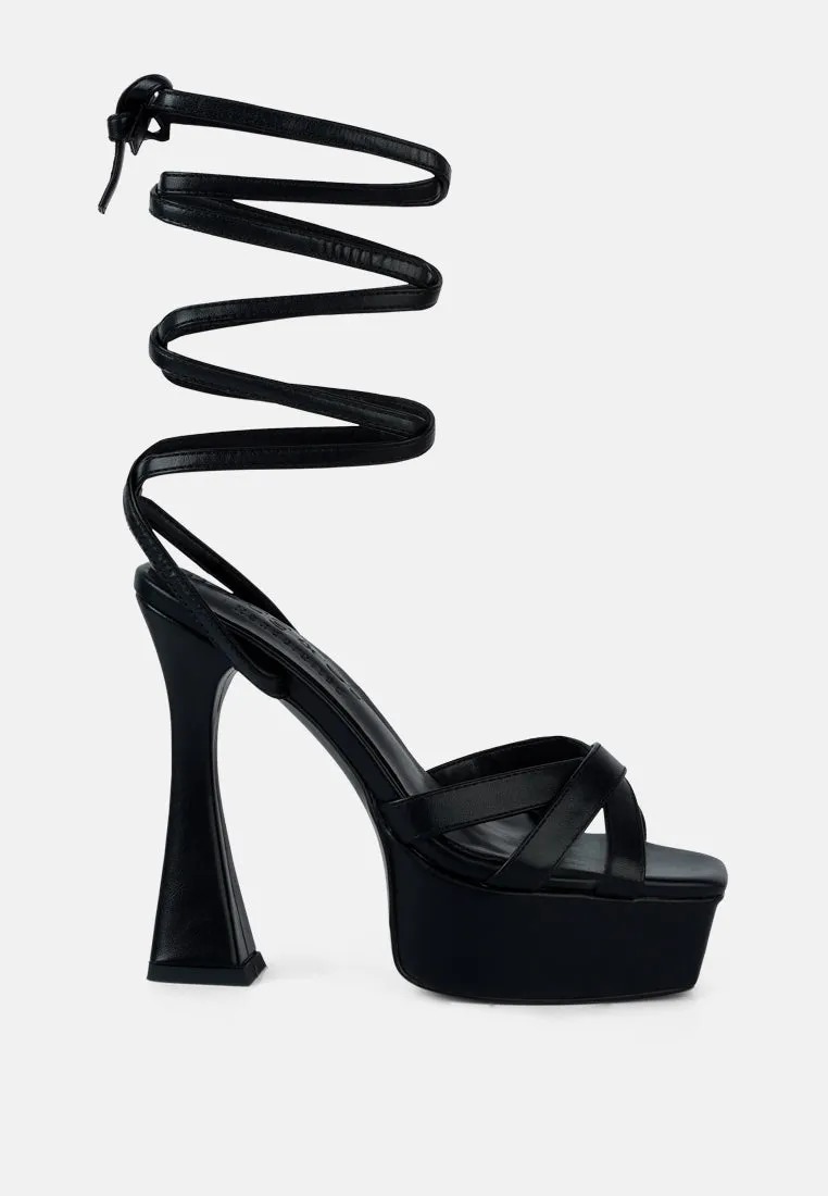 SPLITSOUL Black Lace Up High Platform Sandal