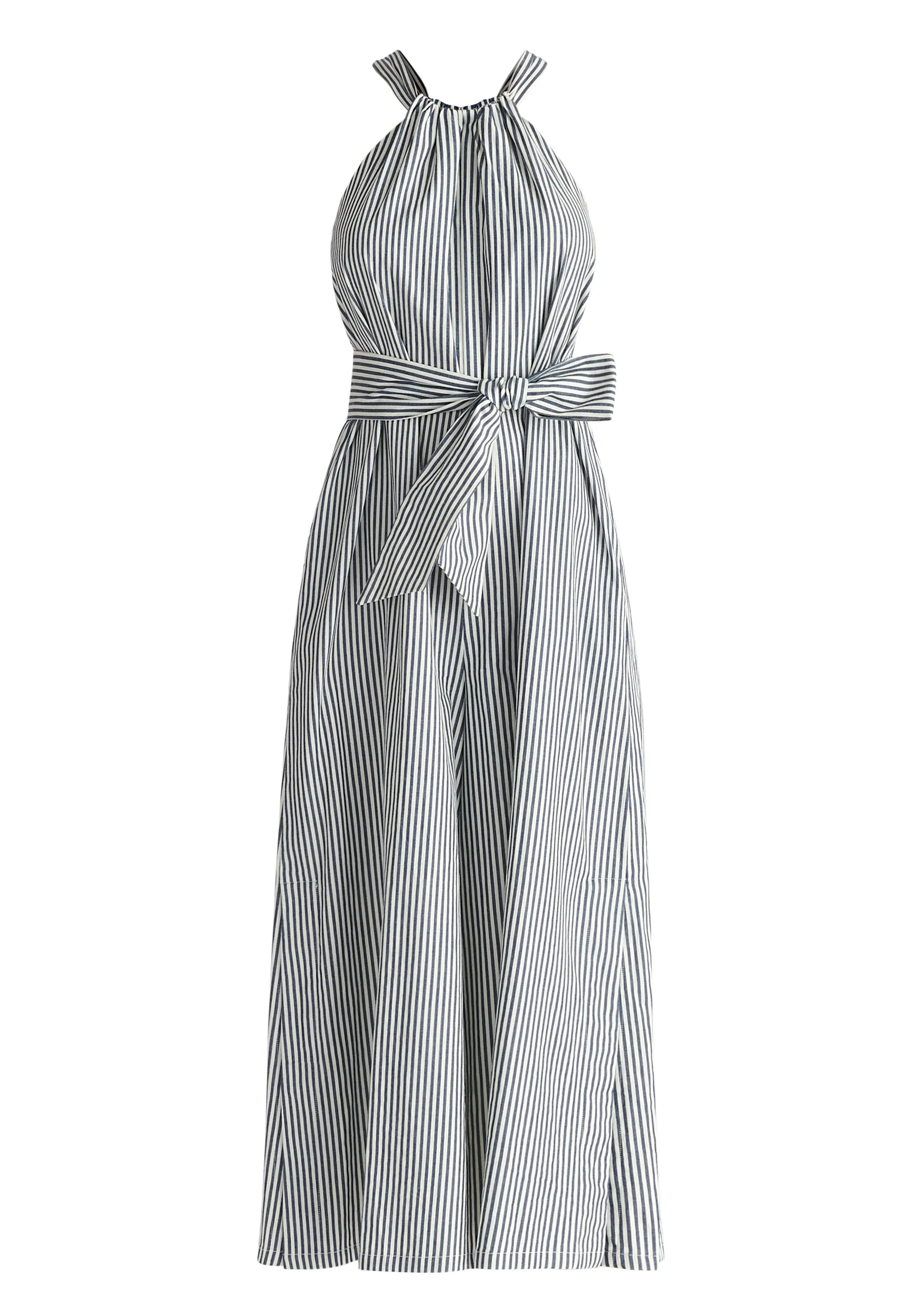 Striped Halterneck Cotton Jumpsuit