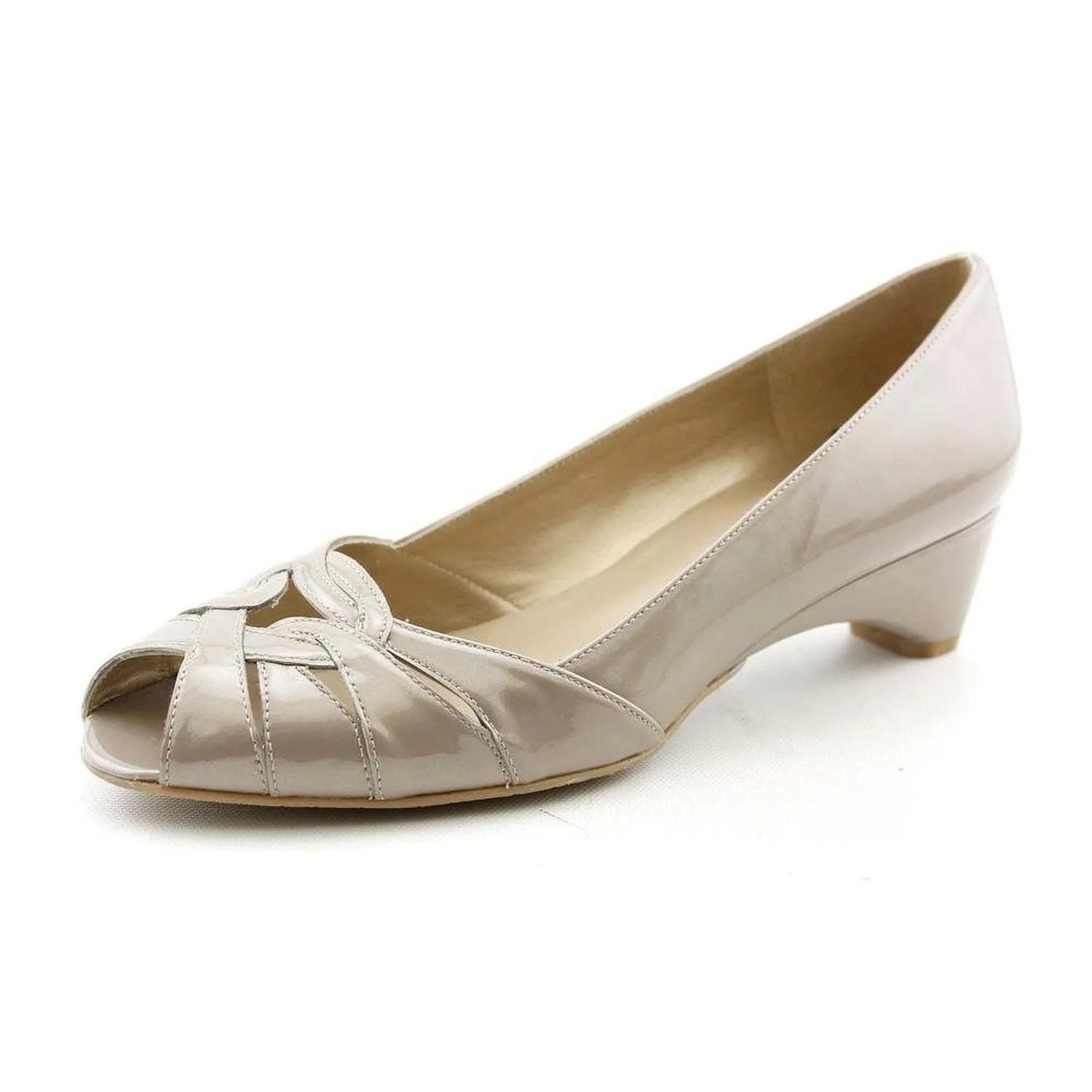 Stuart Weitzman Lowloop Wedge Flat ,Beige Patent (Women)