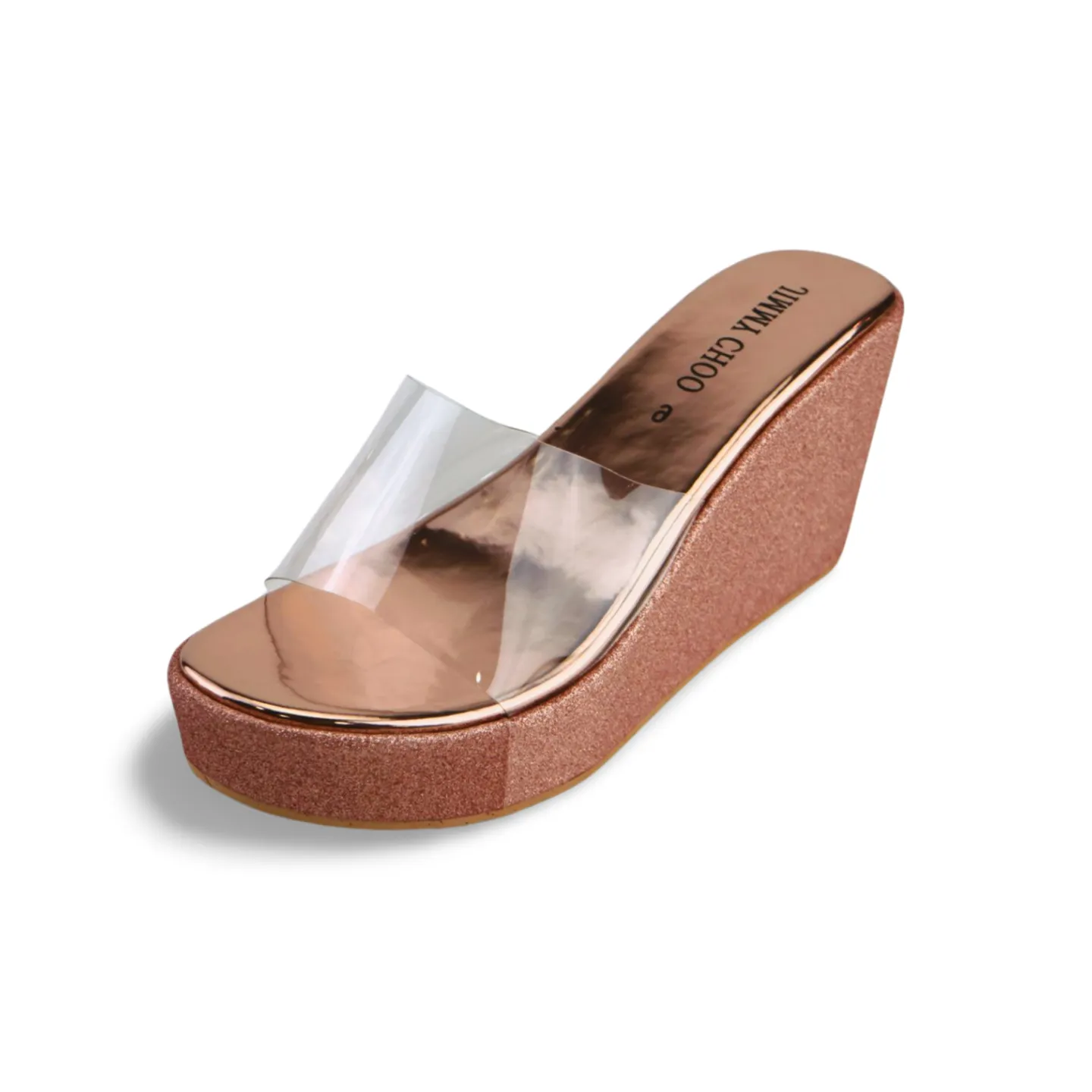 Stylish Glittering Transparent Clear Wedge Sandals