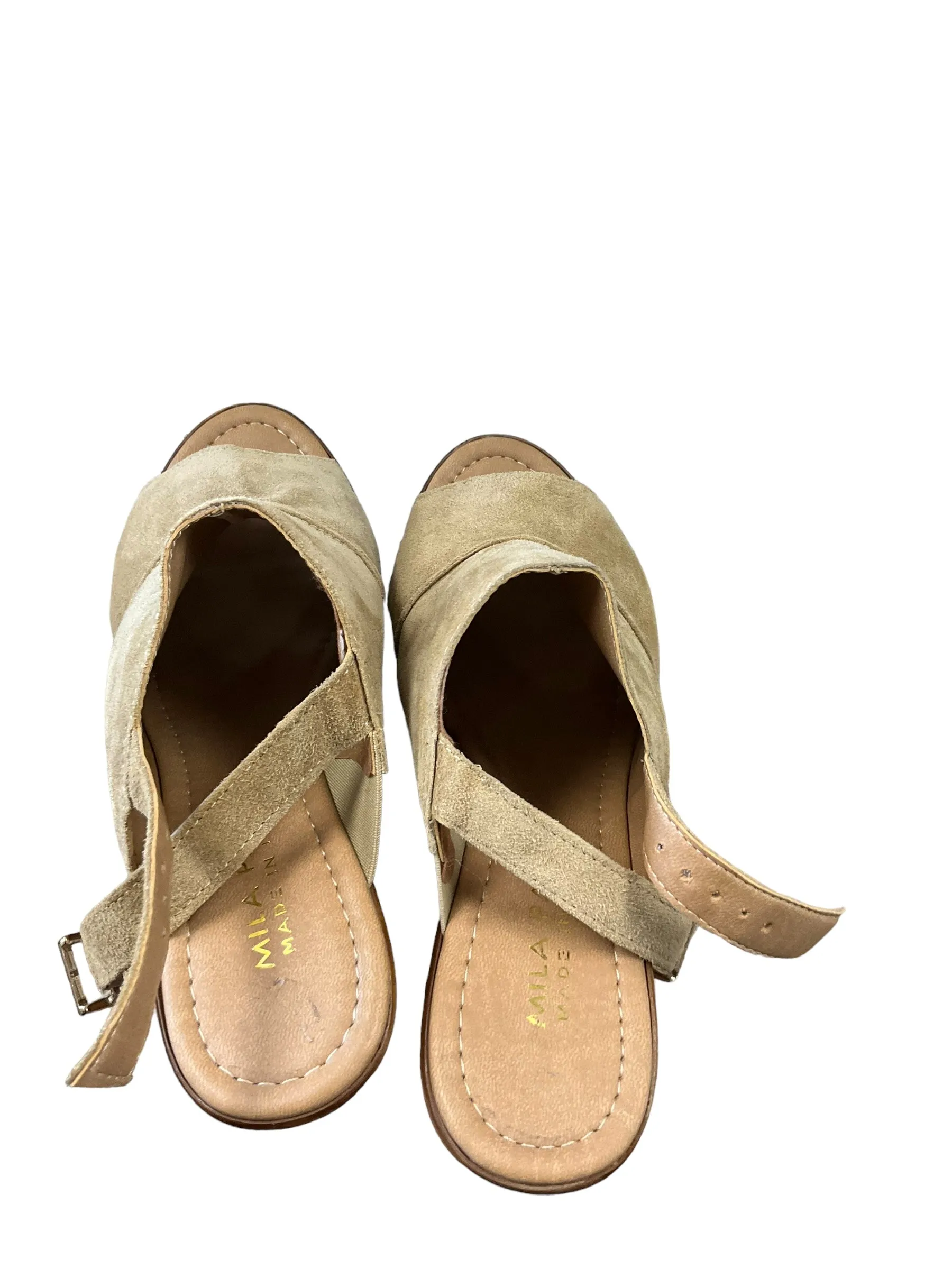 Tan Sandals Heels Wedge Clothes Mentor, Size 7.5